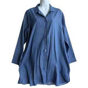 SBJ Austin Button-Front Denim Dress Women's OS Blue Casual Chic